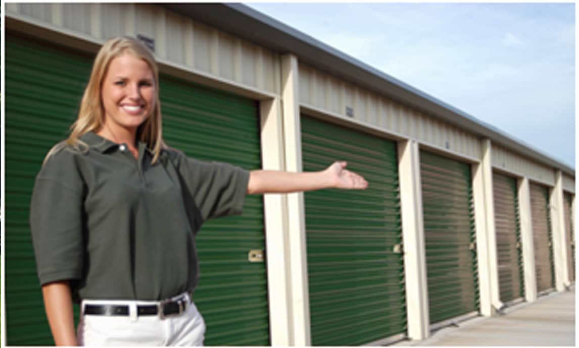 An employee shows off the storage units at Buxton's Boxes Self Storage