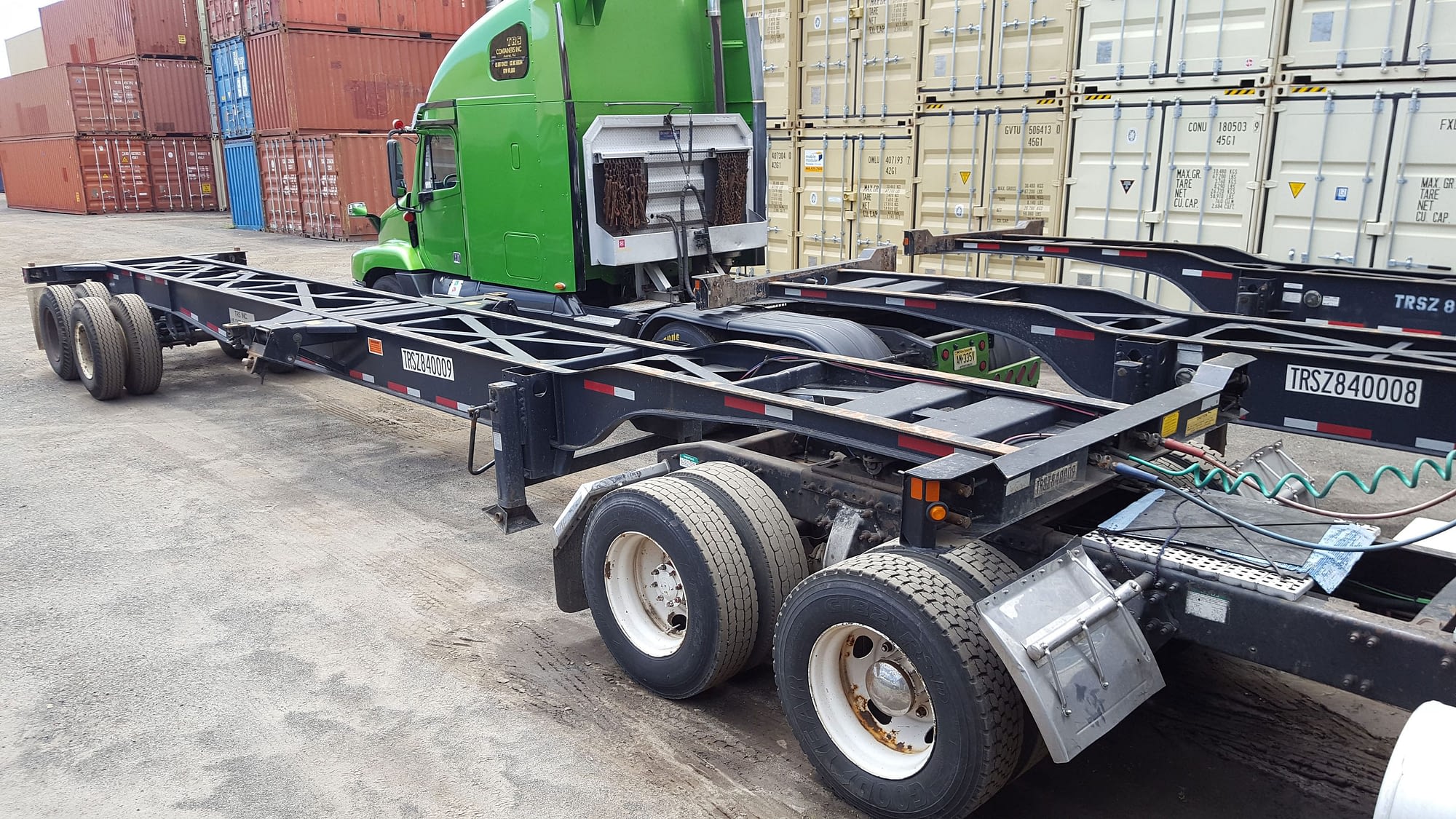 New or used 40 foot long 8-pin lock chassis for sale or rent at TRS Containers