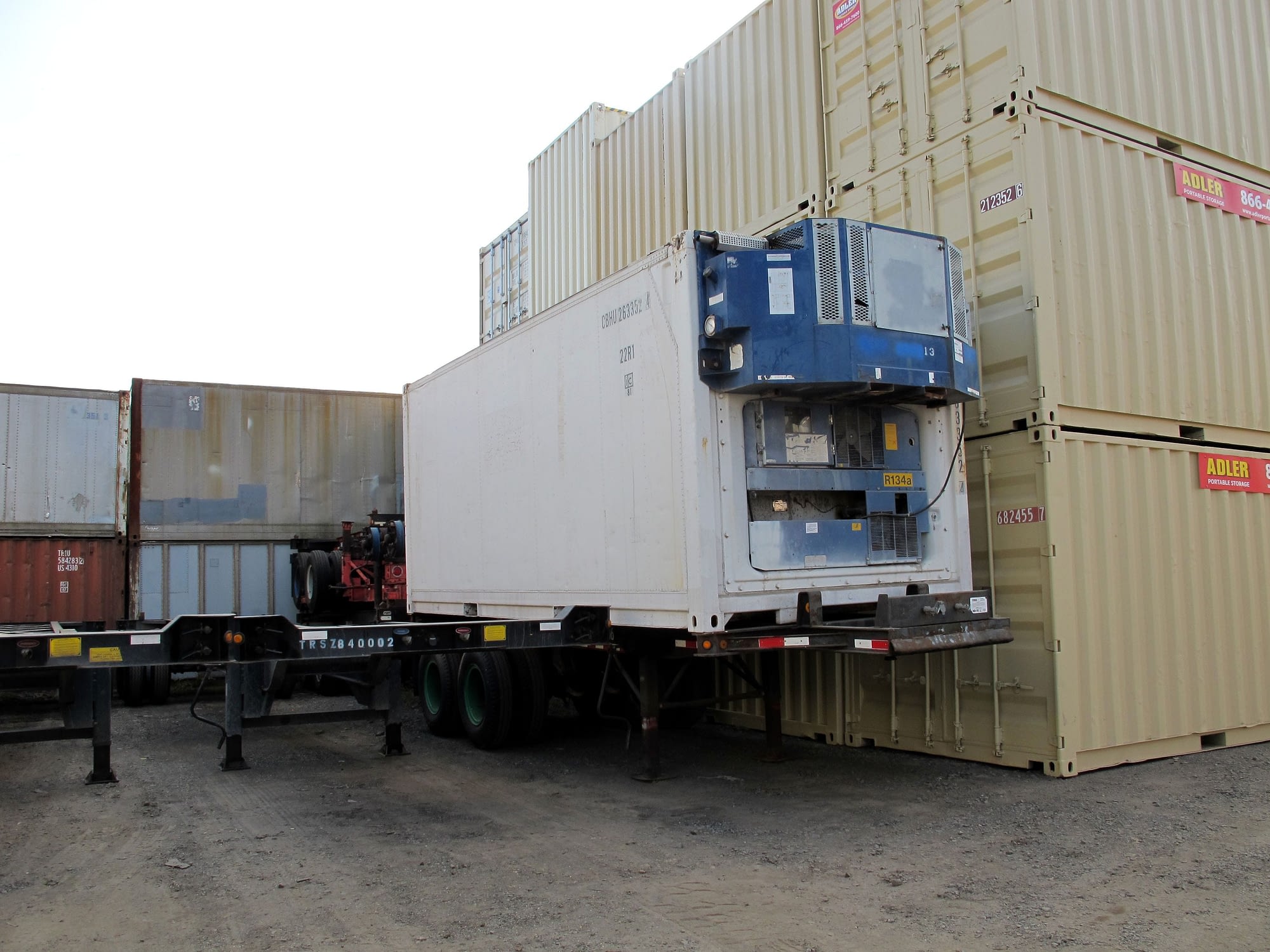 TRS Containers sells and rents used diesel generator sets to power reefer containers while mounted on a chassis