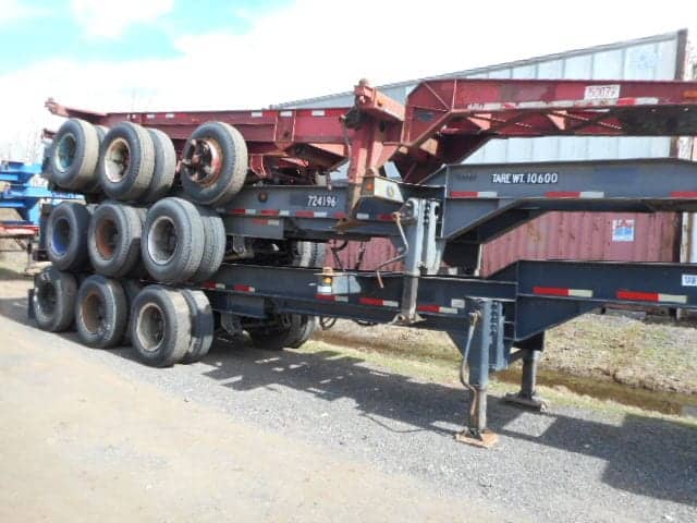 TRS sells rents repairs transports and stacks 20 foot long tri-axle chassis
