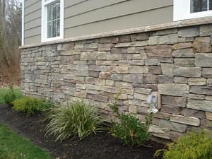 stone veneer foundation on house