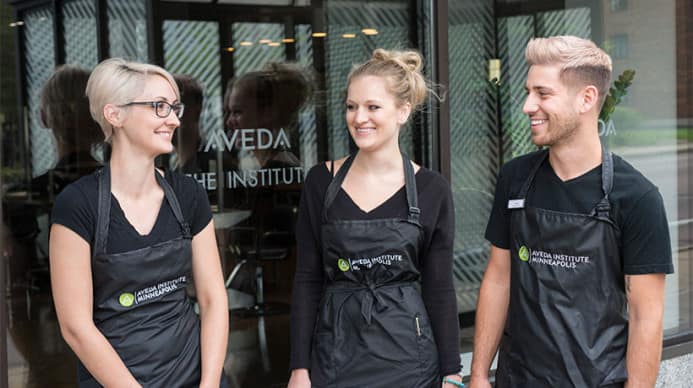 Students standing outside of the Aveda Salon Institute Las Vegas
