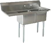 Stainless Steel Kitchen Sinks One Compartment Sinks 18" x 21" x 14" Bowls