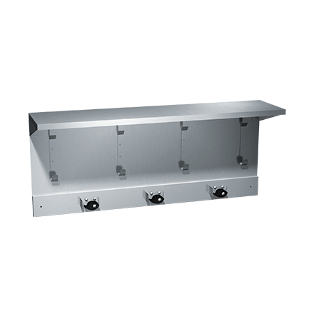 1309-3 ASI Shelf with Utility Hooks and 3 Mop Holders Strip