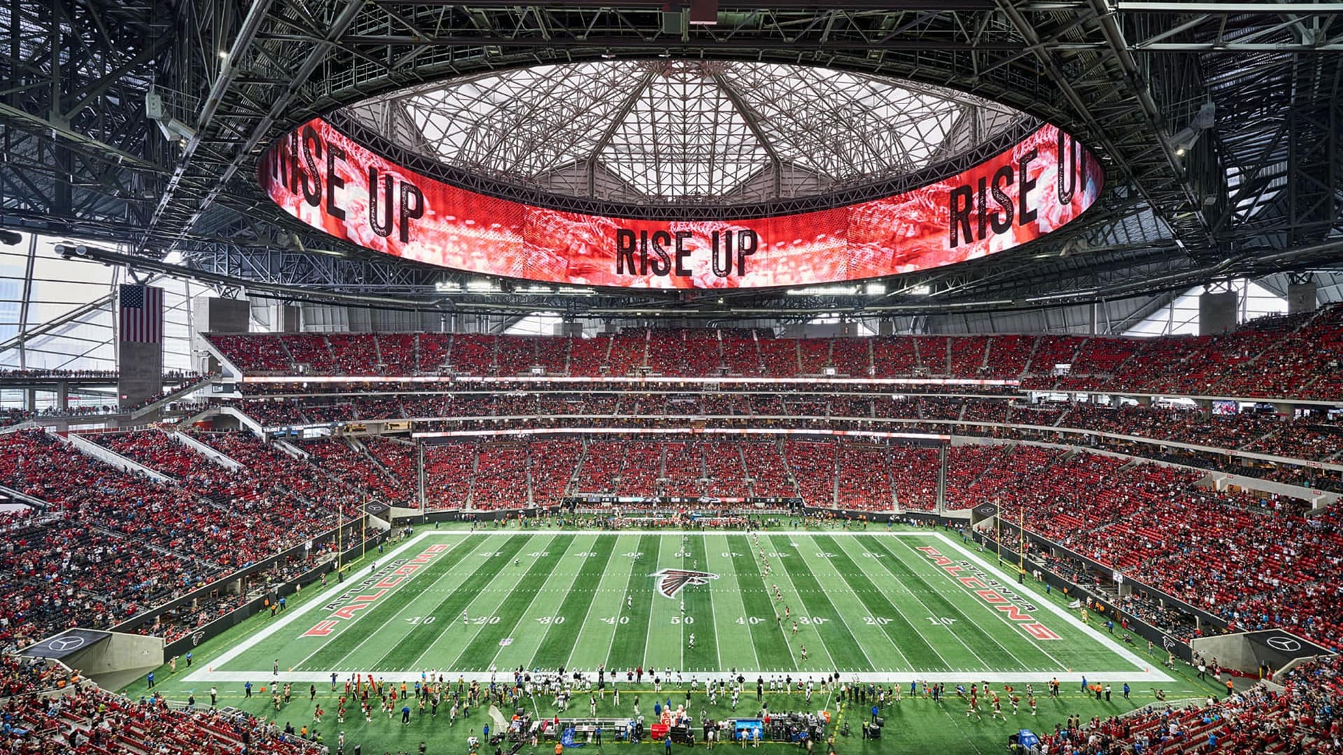 A Bird's-Eye View Of Mercedes-Benz Stadium, Atlanta's Epic NFL Wonderplex