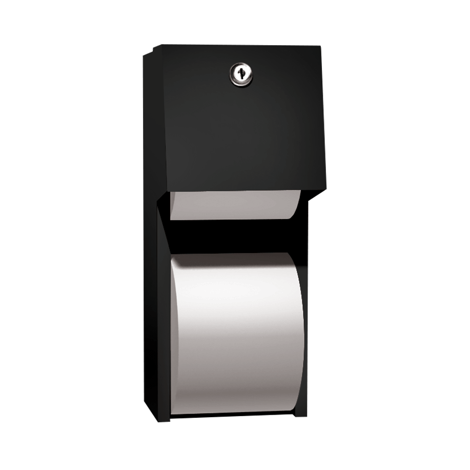 Matte Black Toilet Tissue Dispenser, Twin Hide-A-Roll – Surface Mounted