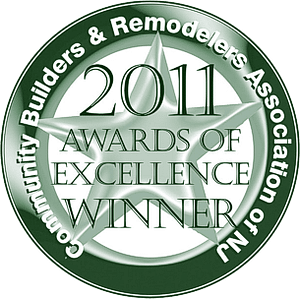 "2011 Awards of Excellence" logo from the Community Builders and Remodelers Association of NJ