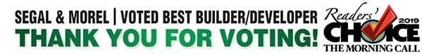 "Segal & Morel | Voted Best Builder/Developer" 2019 Reader's Choice award logo from The Morning Call