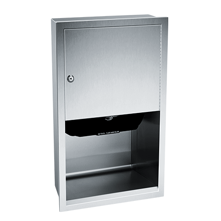 ASI 645210A-00 Piatto™ Completely Recessed Automatic Roll Paper Towel  Dispenser – Battery Operated – White Phenolic Door #ASI-645210A-00