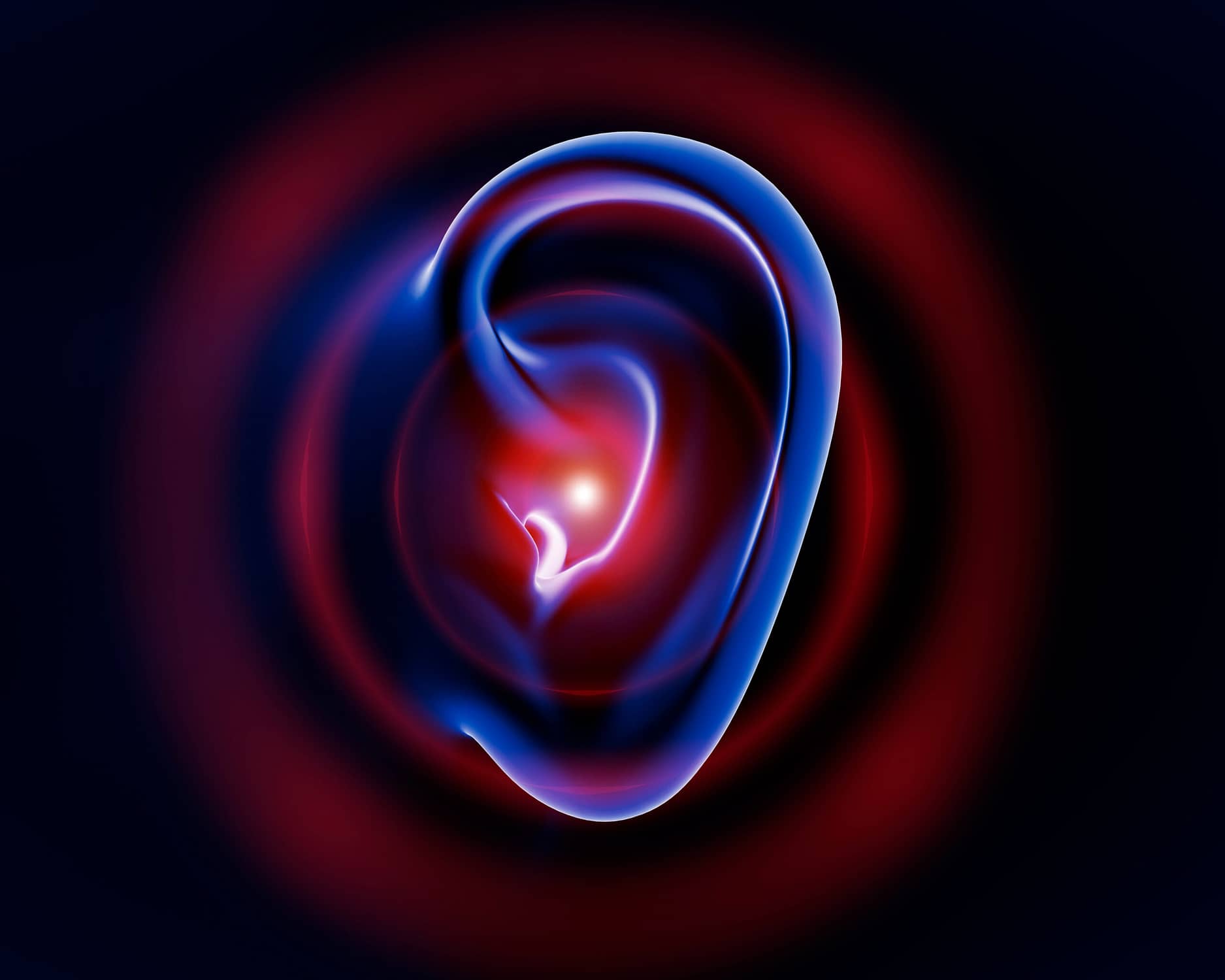 Blue head with ear pain or tinnitus – 3D illustration