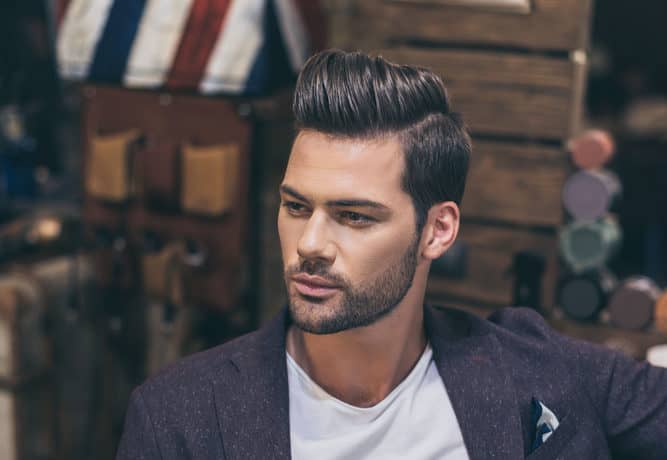Model with Pompadour looking left