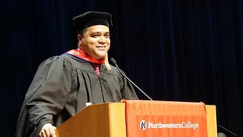 Illinois State Representative John Anthony (75th Dist.) presented the Keynote Address at Northwestern College's 111th Commencement Ceremony at the Arie Crown Theater in Chicago. 