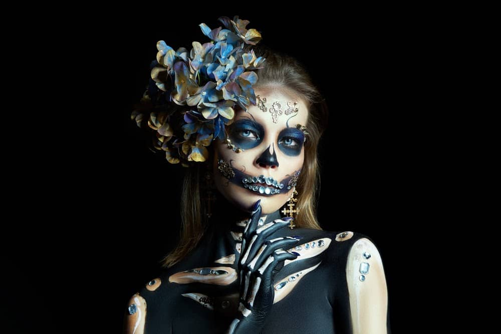 woman dressed as a skeleton