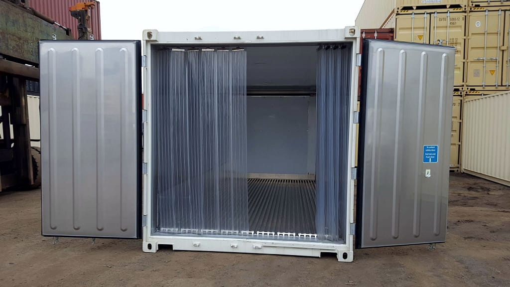 TRS Containers sells new running electric only refrigeration containers with mylar curtains