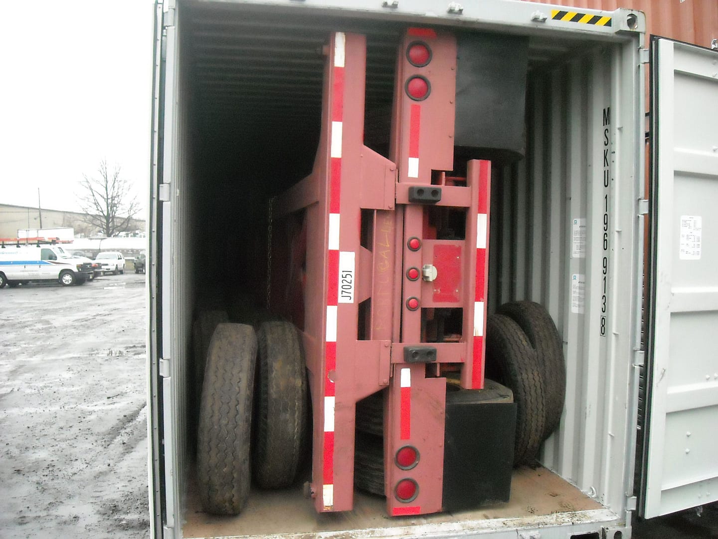 TRS will insert and secure chassis in a cargo container