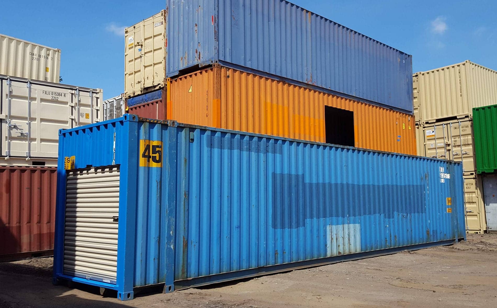 TRS rents and sells 45ft highcbue containers for shipping or storage