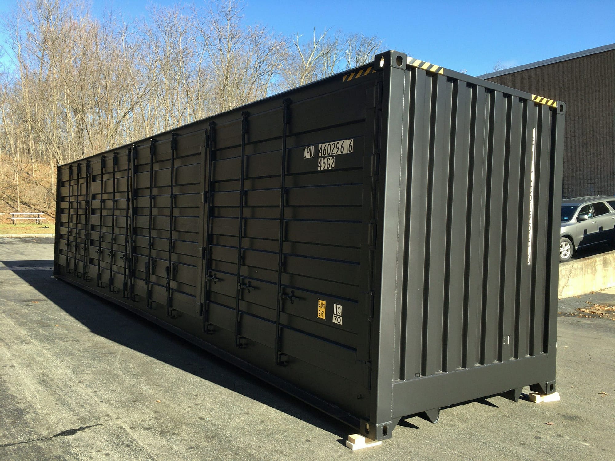 TRS Containers sells and modifies New 40 foot long highcubes for exhibit space and systems housing