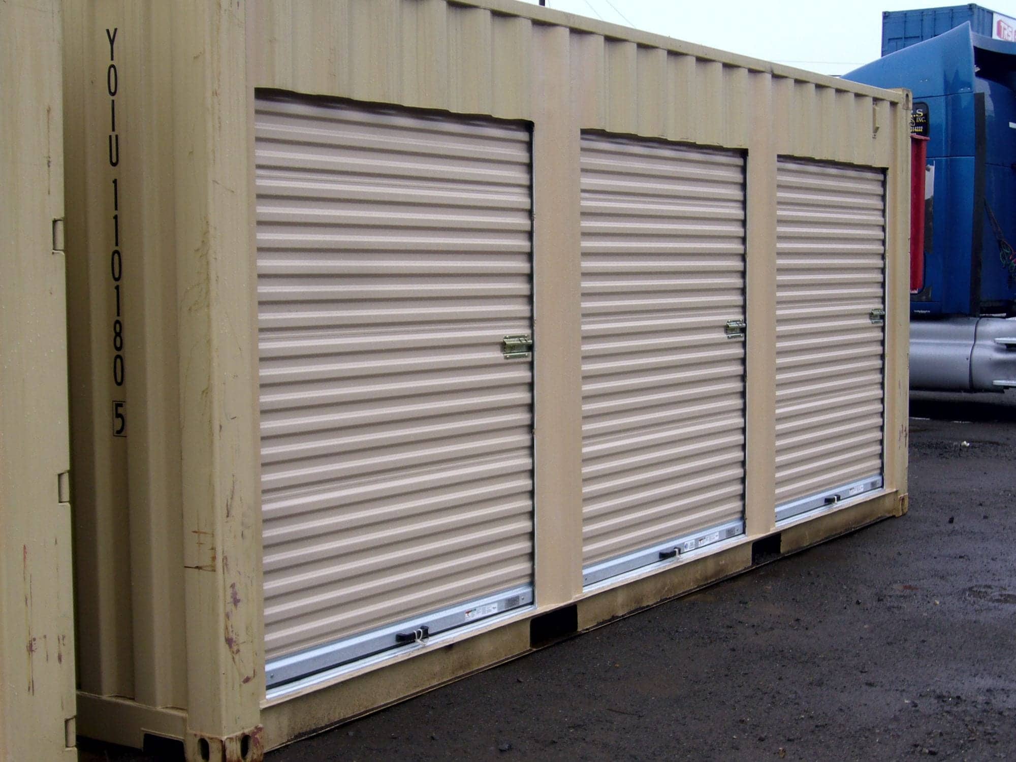 TRS Containers isntalls doors and partitions for mini-storage or military personnel