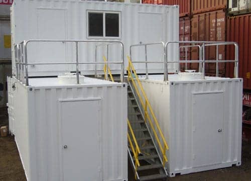 TRS Containers pre-fabricates steel container structures with stairs, ramps, hatches ladders mezzanines and more