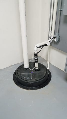 Newly installed sump pump