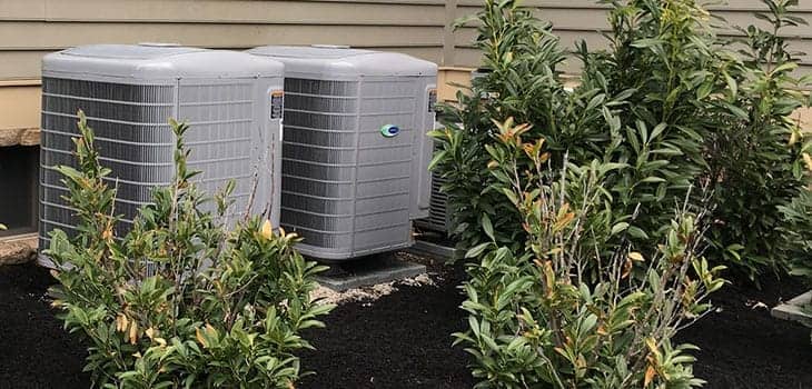 Two Outdoor AC Units With Shrubs