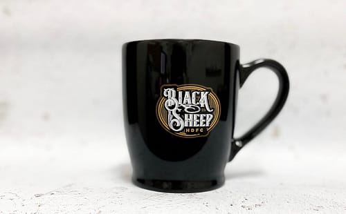 Black coffee mug with a white backgroud