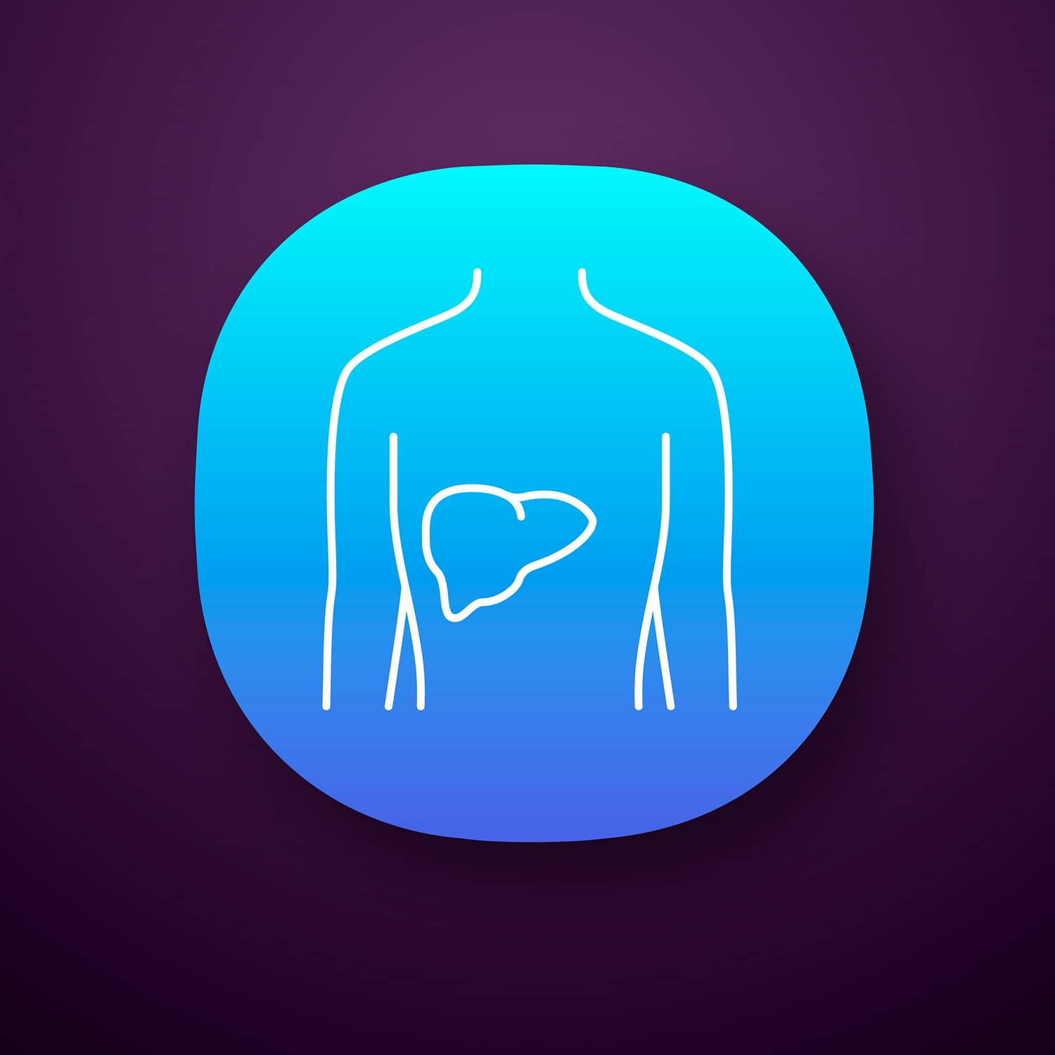 Healthy liver app icon. Human organ in good health. Functioning digestive gland. Wholesome gastrointestinal tract. UI/UX user interface. Web or mobile application. Vector isolated illustration