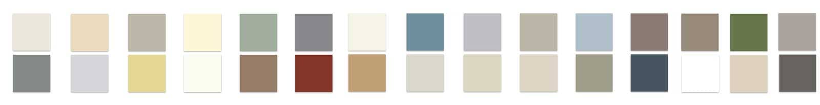 Squares of available siding colors