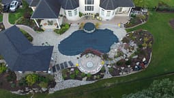 Aerial View of Covered Pool in a Backyard