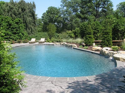 Outdoor Pool with Fountain and Slide