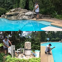 Man Performing Maintenance and Cleaning on Swimming Pool