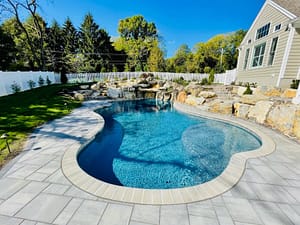 Completed pool in backyard