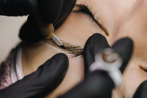 close up of microblading