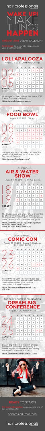 Calendar of August 2018 events in Chicago