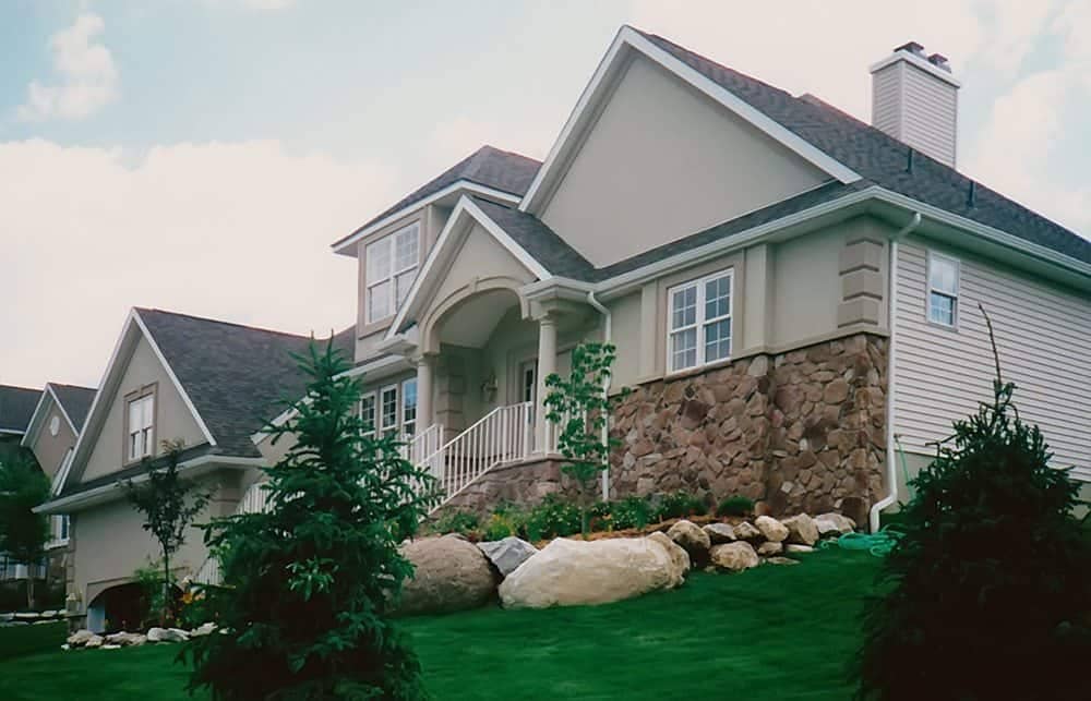 Home exterior with stone veneer