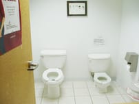 Children and adult bathroom in pediatric clinic