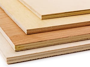Closeup of stack of hardwood plywood