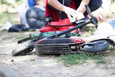 electric scooter lying on side after accident