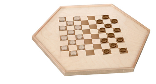 Wooden checkerboard with set of checkers