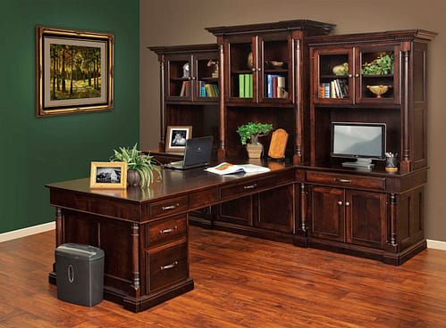 Harrison partners desk with built-in hutch and drawers
