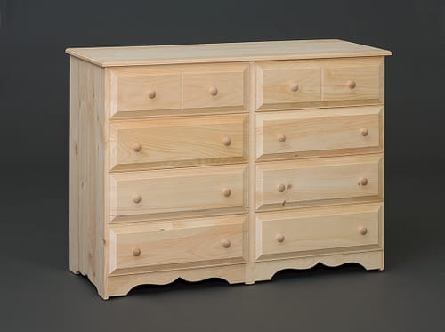 Eight-drawer unfinished wood dresser