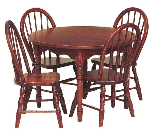 Dining room table with four bow-back chairs
