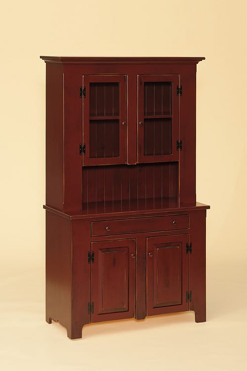 Stepback cupboard with glass pane cabinets