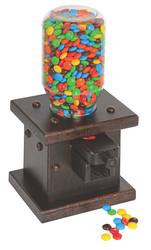 Wood candy dispenser with attached jar