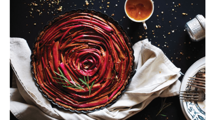 A pie styles to look like a baked rose