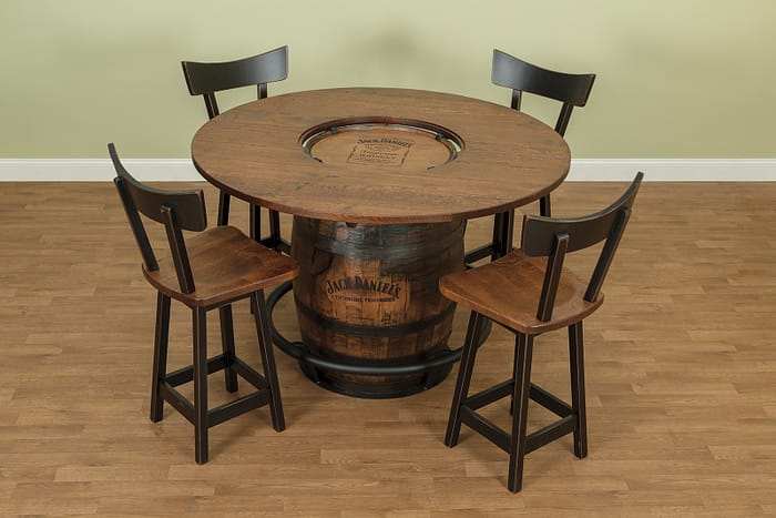 Barrel table with four chairs