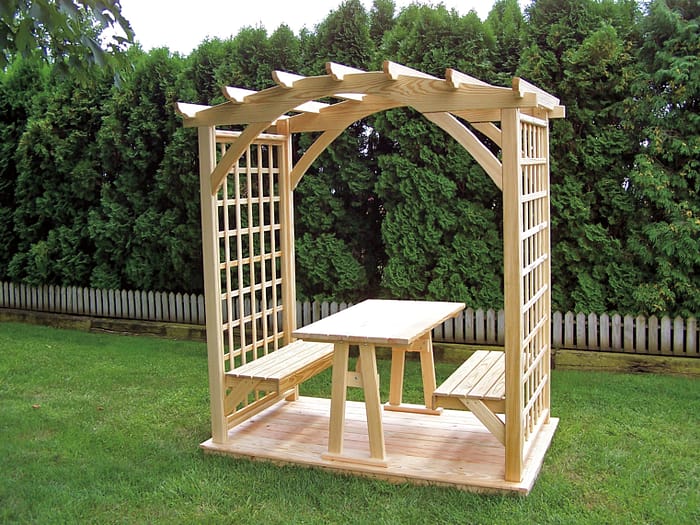 Twilight 67″ Round Top Arbor With Table and Benches
