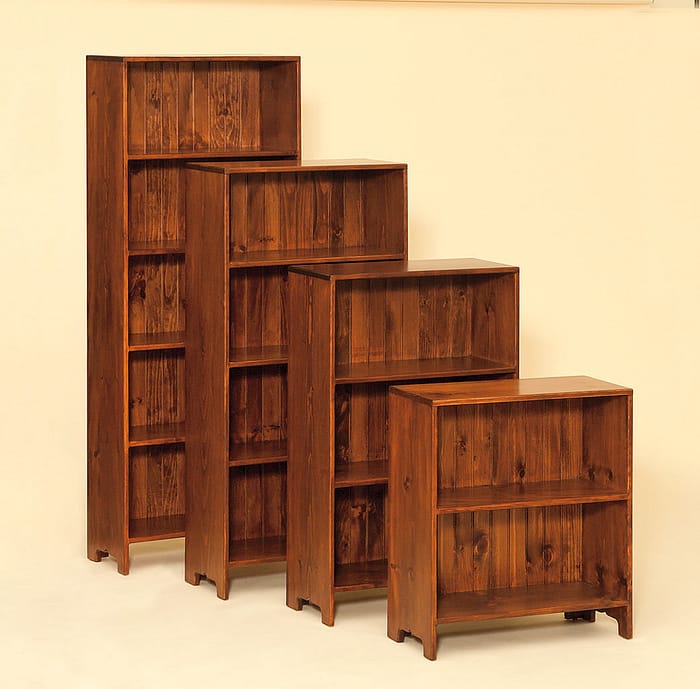 Four solid wood pine bookcases