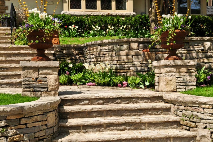 Stone steps and retaining walls