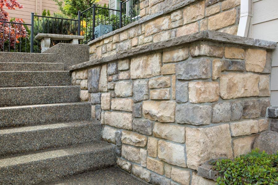 Stone steps of a suburban home